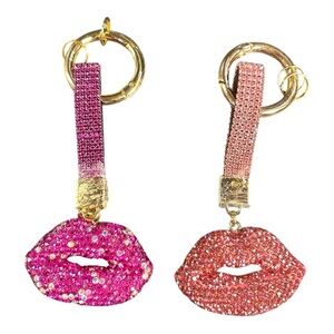 Sparkly Rhinestone Lip Keychain - Pink or Rose Gold